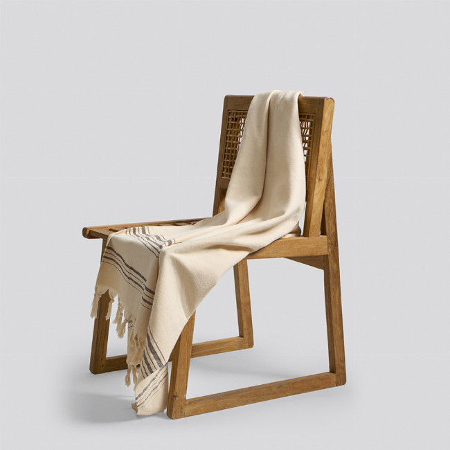 Βαμβακερή Ριγέ Πετσέτα Παρεό με Κρόσσι Anka 90x170cm Παρεό | 90x170cm Μπεζ