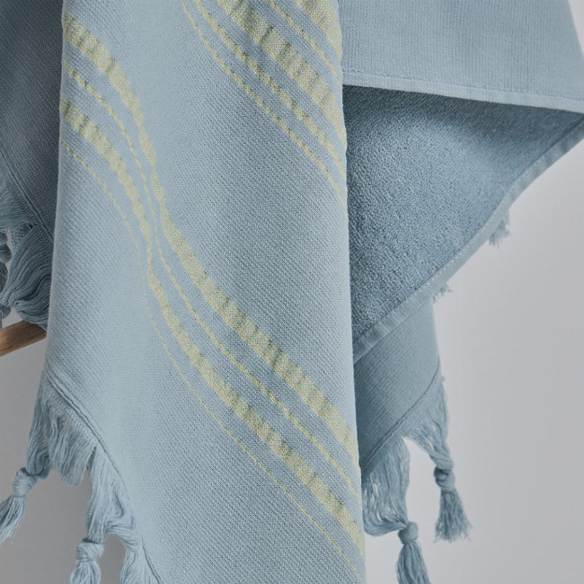 Βαμβακερή Ριγέ Πετσέτα Παρεό με Κρόσσι Anka 90x170cm Παρεό | 90x170cm Γαλάζιο