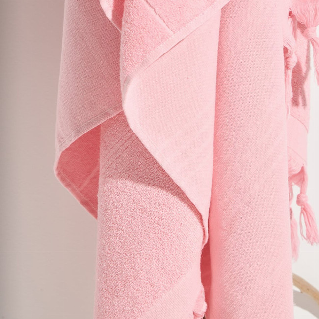 Βαμβακερή Πετσέτα Διπλής Όψης με Κρόσσια Klima σε 8 Αποχρώσεις 90x170cm Θαλάσσης | 90x170cm Baby Pink