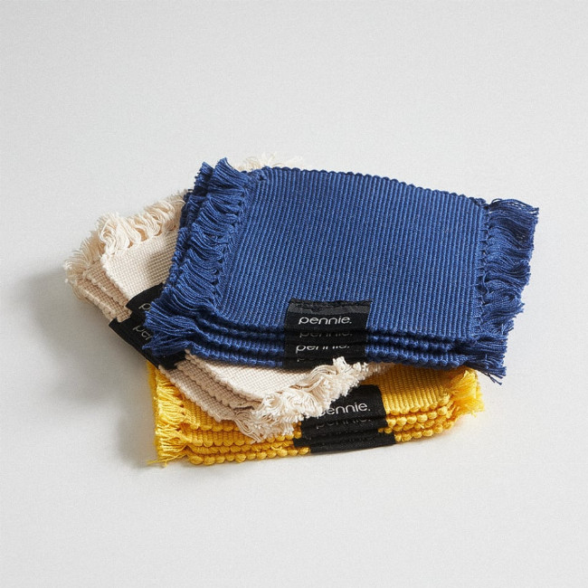 Βαμβακερό Σουβέρ με Κρόσσι Serrell 10x10cm 10x10cm Εκρού