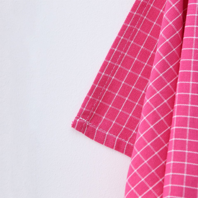 Σετ 2 τεμαχίων Βαμβακερό Καρώ Ποτηρόπανο Bazil 55x55cm Φούξια