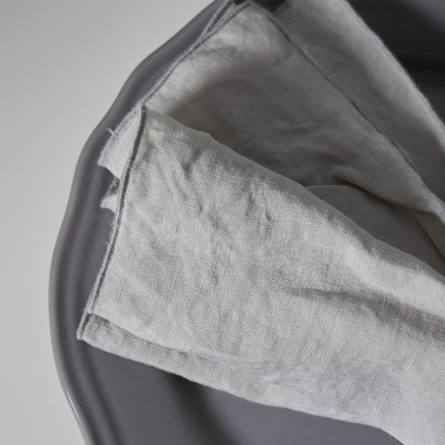 Λινή Πετροπλυμένη Πετσέτα Φαγητού με Φεστόνι Porto σε 3 Αποχρώσεις 50x50cm 50x50cm Γκρι απαλό