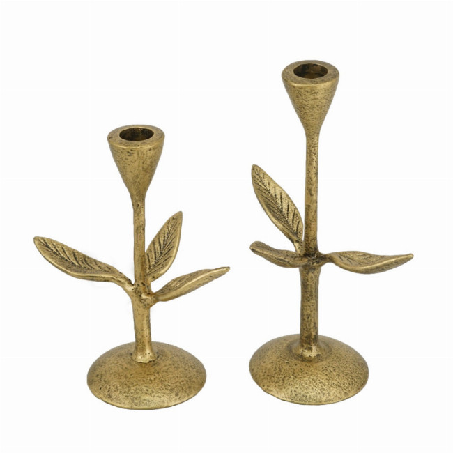 Artekko Holder Κηροπήγιο Μεταλλικό Χρυσό (15x10x18)cm (15x10x23)cm Σετ/2 - 15cm x 10cm x 23cm