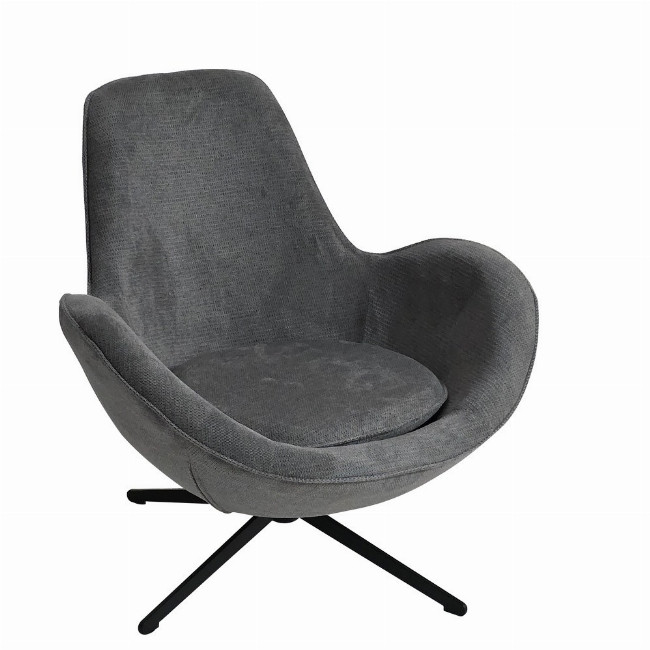 Artekko Cloud Γκρι Υφασμάτινη Περιστρεφόμενη Πολυθρόνα με Μαύρα Μεταλλικά Πόδια (87x77x73)cm - 87cm x 77cm x 73cm