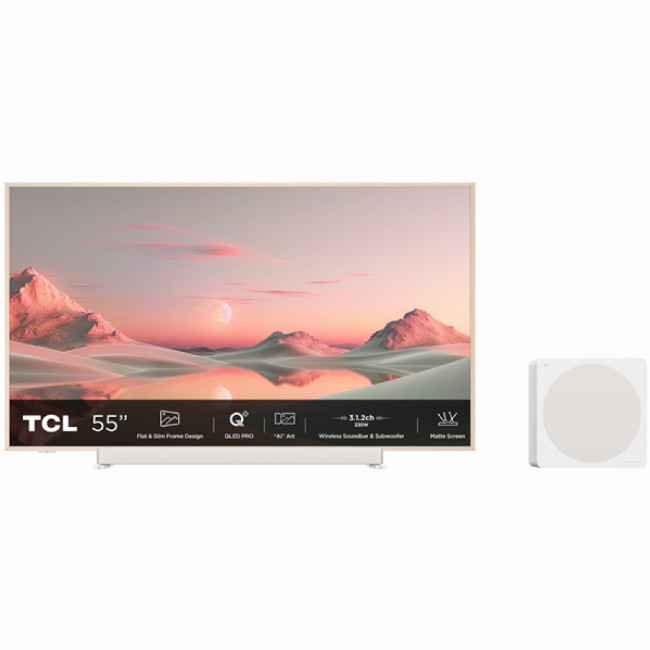 TCL 55A300 PRO NXTFrame PRO QLED TV with 3.1.2 Wireless SoundBar and Subwoofer (2024)