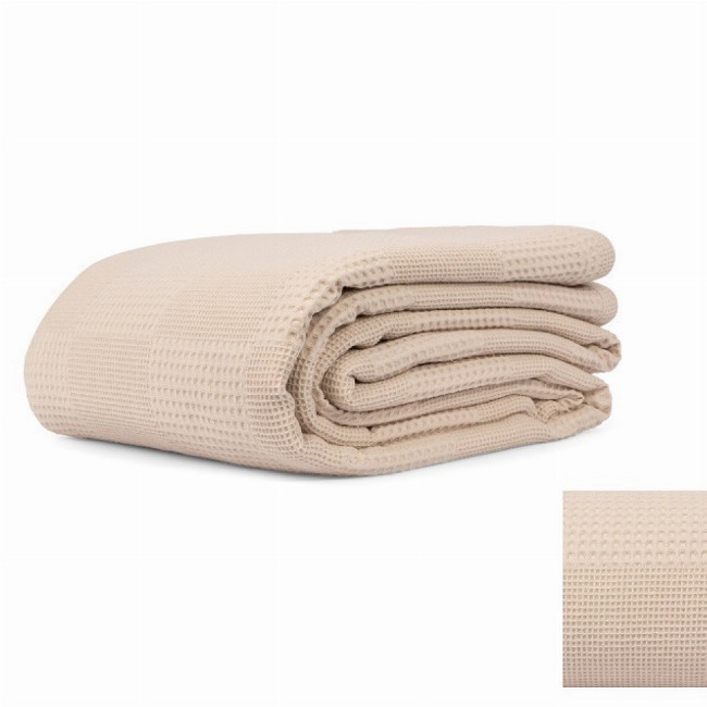 Κουβέρτα πικέ εκρού Μονή 180x240εκ. 100% βαμβάκι