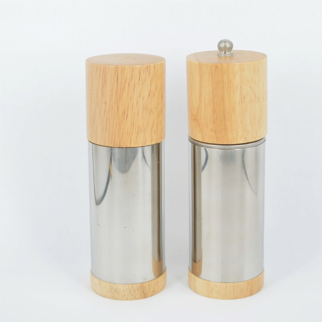 Μύλος inox & ξύλο σετ με αλατιέρα