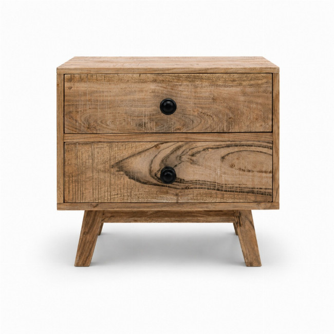 Artekko Attari Καφέ Κομοδίνο με 2 Συρτάρια από Ξύλο Teak (50x35.5x45.5)cm - 50cm x 35.5cm x 45.5cm